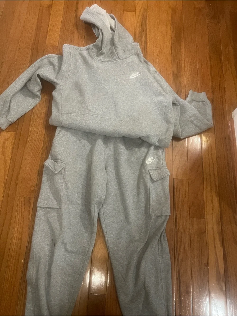 Boys Gray Nike Hoodie & Cargo Joggers SZ XL